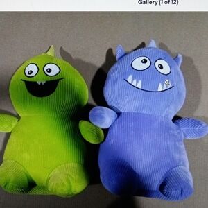 Plush Monster Toy - Green and Purple Soft Cuddly Friends